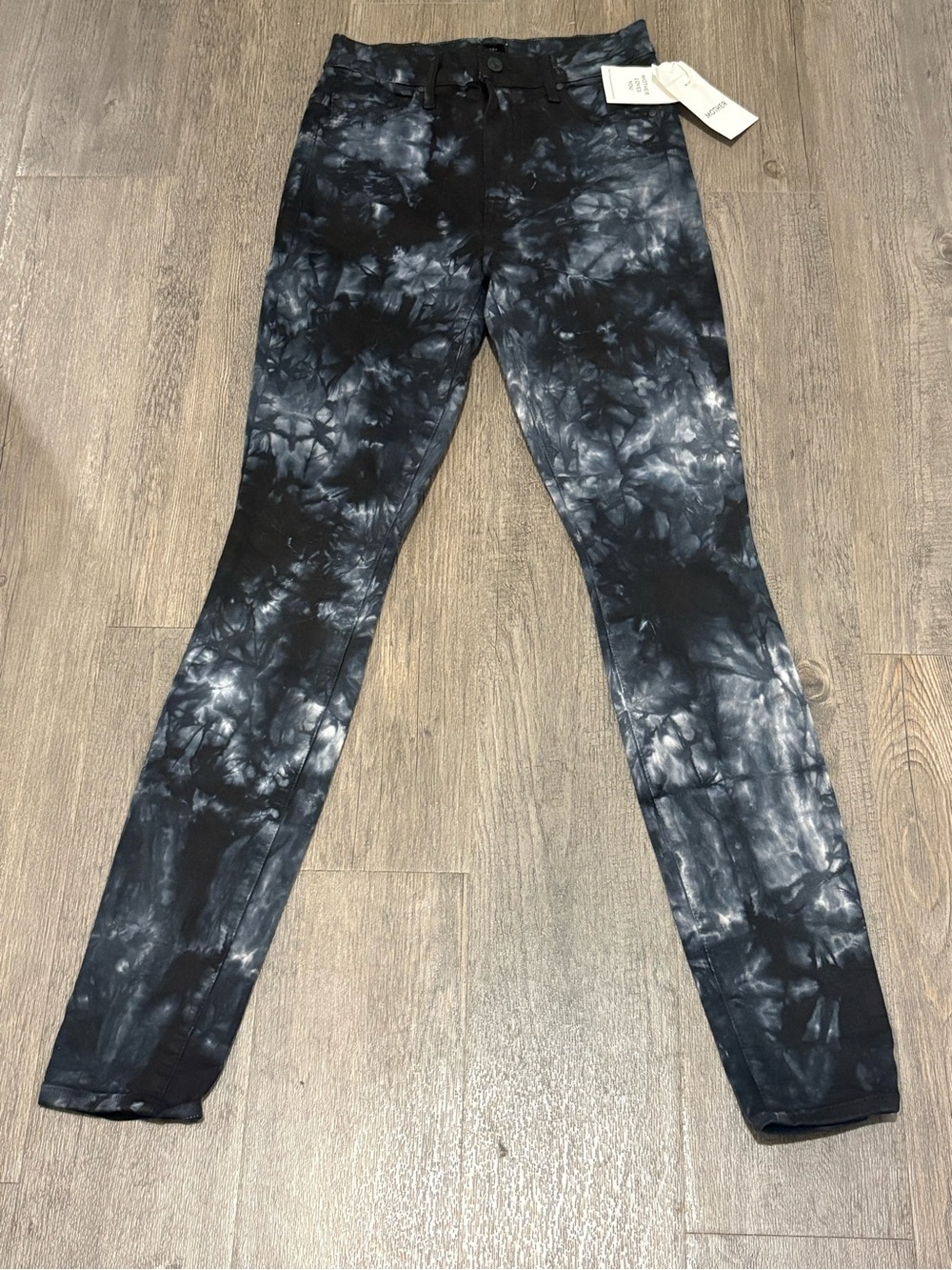 NWT MOTHER The Super Swooner High Rise Skinny Jeans Winding Paths Tie Dye 26